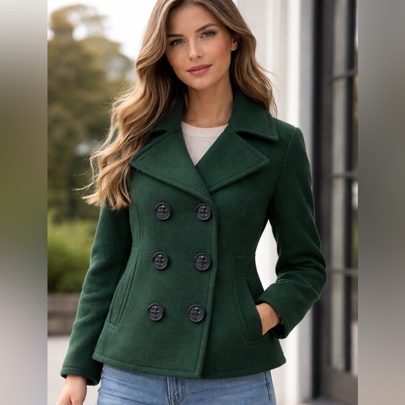 Fidelity Jackets & Blazers - VTG Fidelity Green Wool Peacoat Women XS Military Double Breasted Made USA